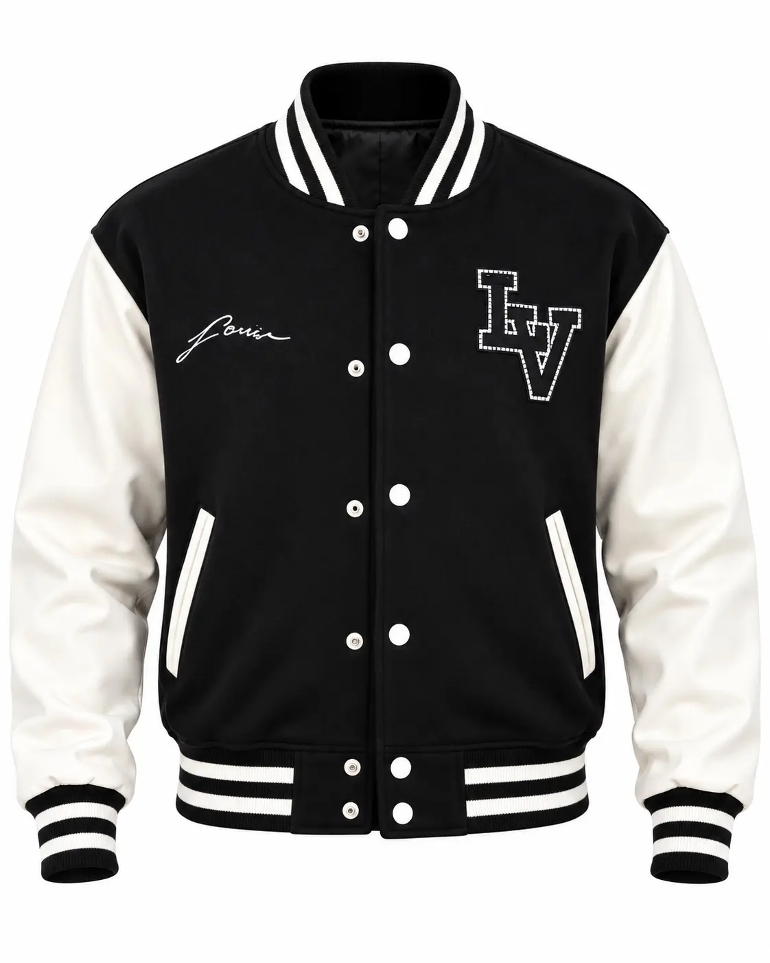 Black and white varsity jacket in Black / white