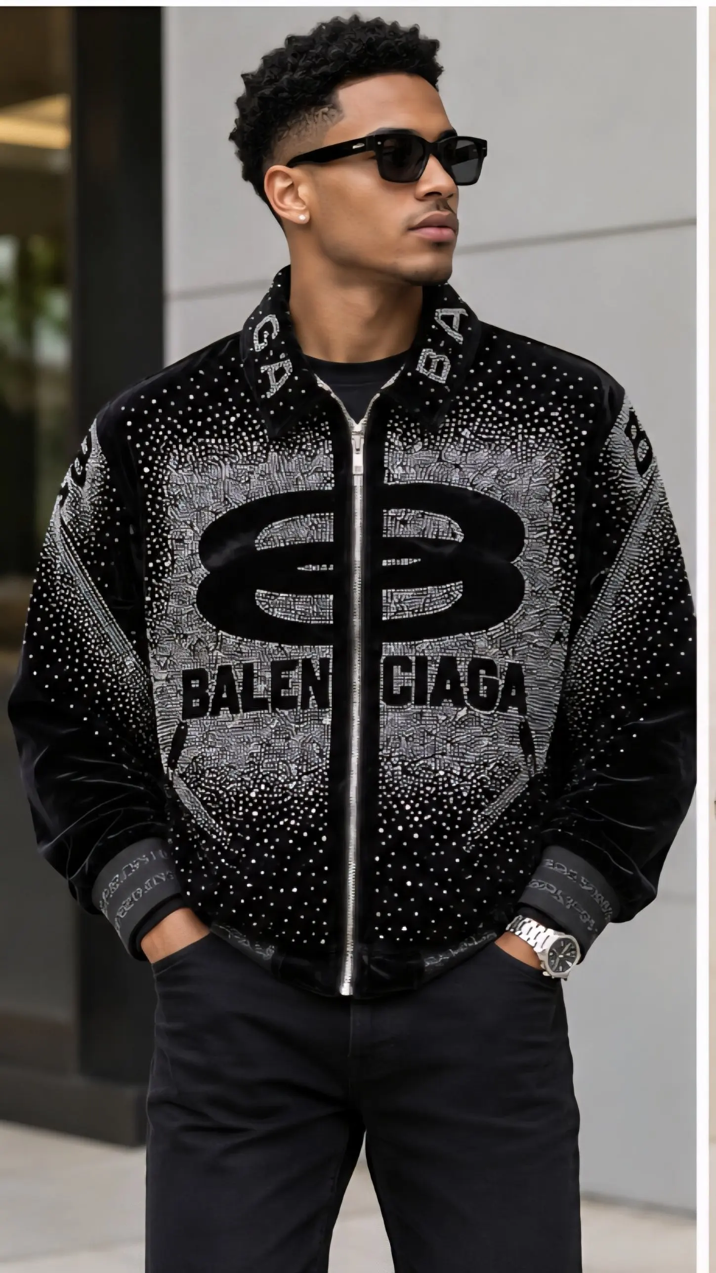 Crystal velvet bomber