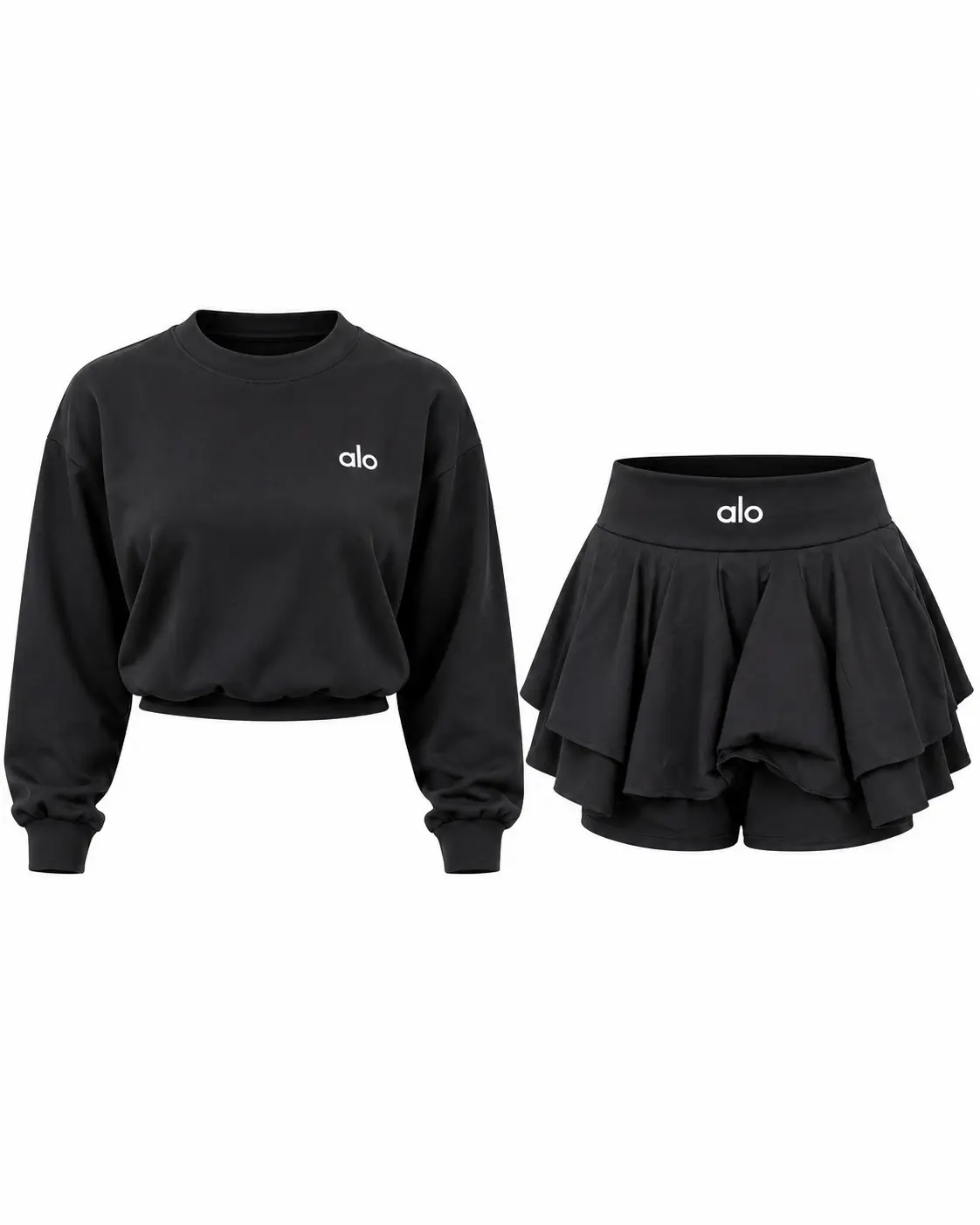 Black sweatshirt and skort set in Black
