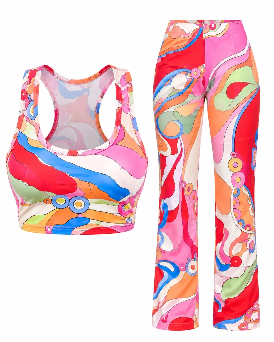 Swirl print top and flare set