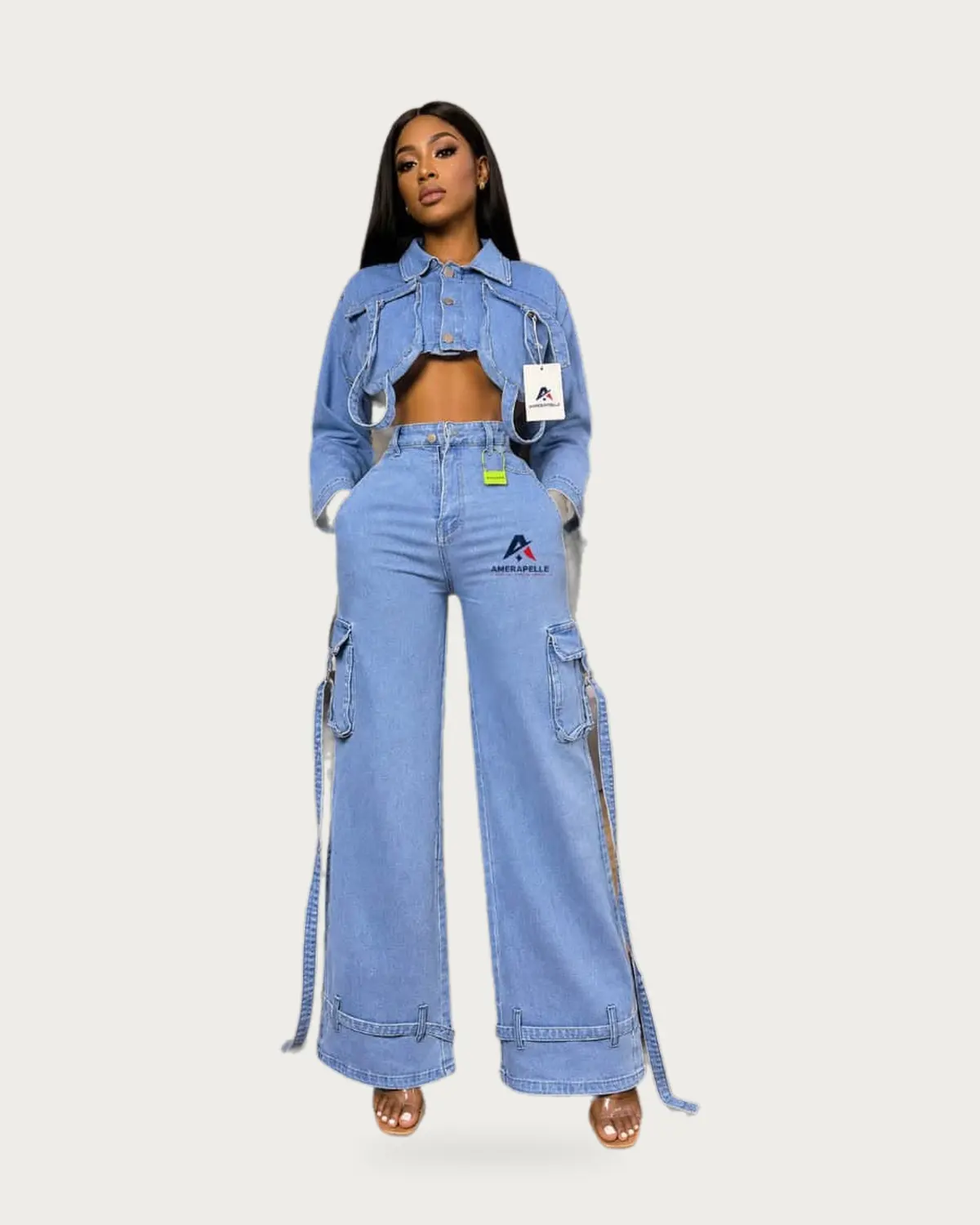 Cargo denim set — front