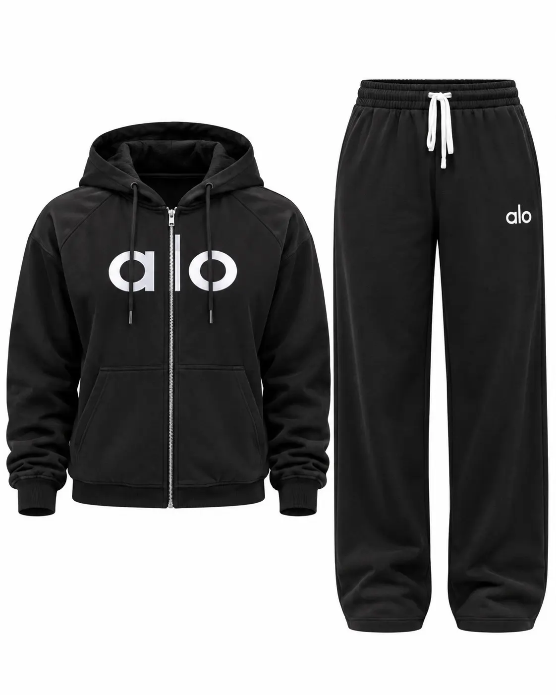 Black zip hoodie and jogger set