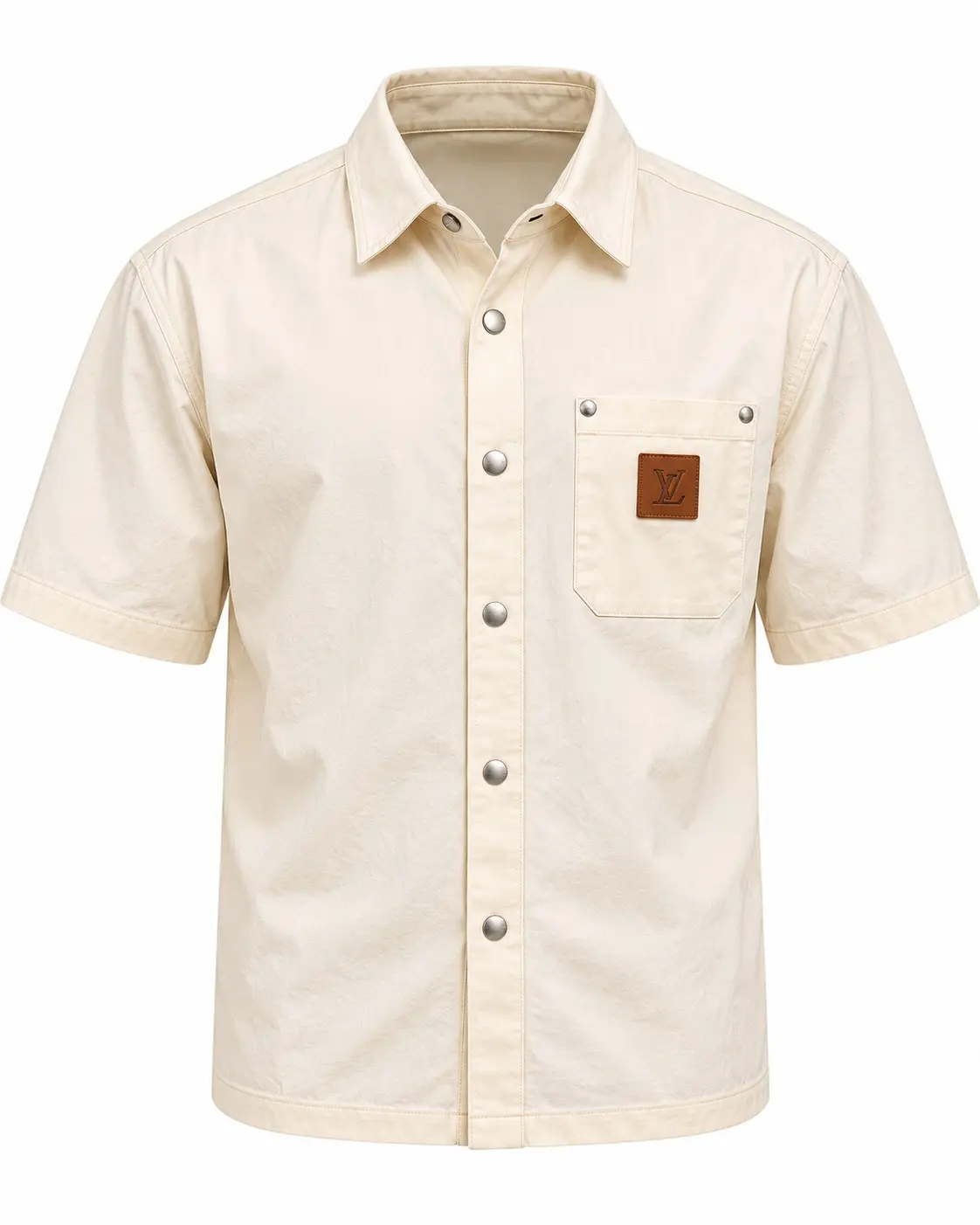 Cream short-sleeve overshirt